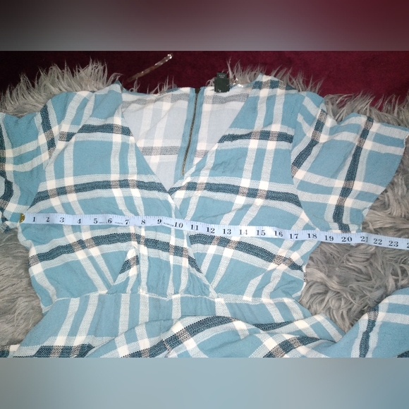 Wild Fable Wrap Front Blue Plaid Jumpsuit, Size M - Picture 14 of 14